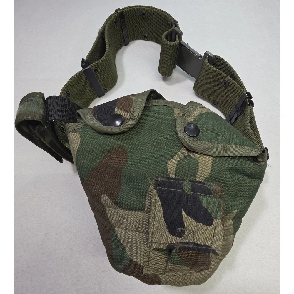 US Military Army Web Belt Canteen Pouch Additional Alice Clips Camoflauge